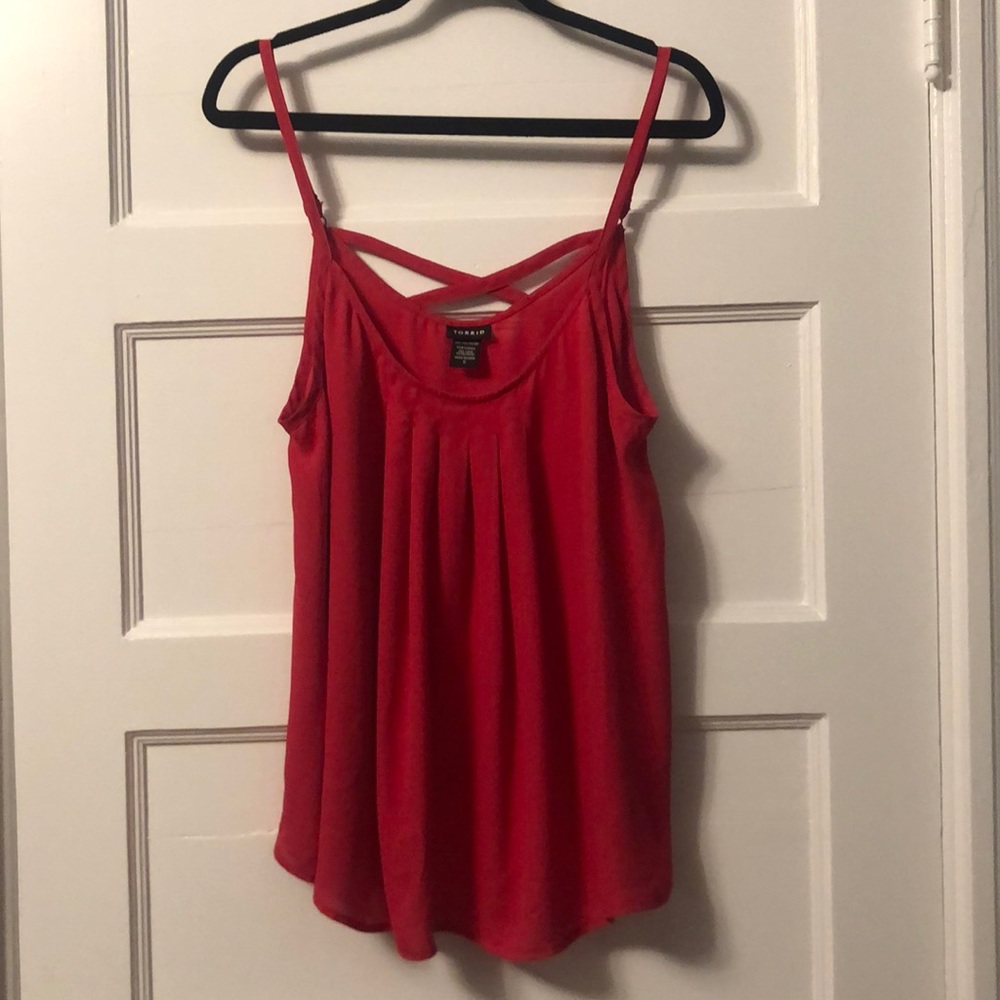 Torrid hot pink georgette pintuck strappy tank - 0
